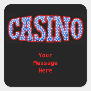 Pegatina Cuadrada Casino en blanco y azul rojos
