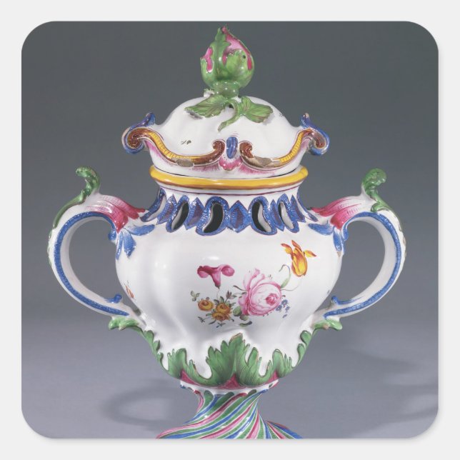 Pegatina Cuadrada Caso Pot-pourri, hecho en Estrasburgo, c.1754-60 (Anverso)