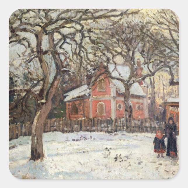 Pegatina Cuadrada Castaños de Louveciennes, c.1871-2 (Anverso)