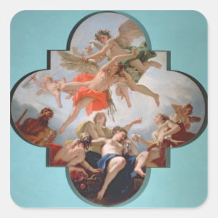 Pegatina Cuadrada Castigo de Cupido (aceite sobre lienzo)