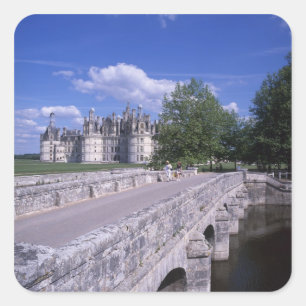 Pegatina Cuadrada Castillo Chambord, Valle del Loira, Francia