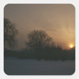 Pegatina Cuadrada Castillo Charlottenhof, puesta del sol