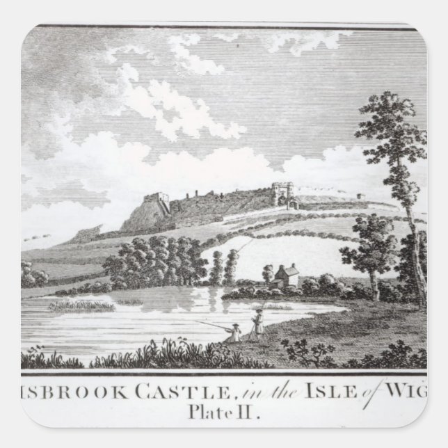 Pegatina Cuadrada Castillo de Carisbrook, en la Isla de Wight (Anverso)