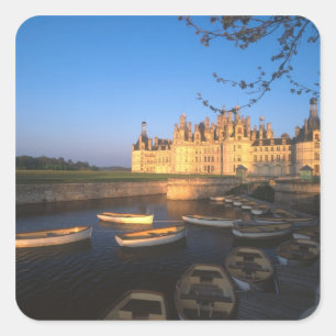 Pegatina Cuadrada Castillo de Chambord, Valle del Loira, Loir-et-Che