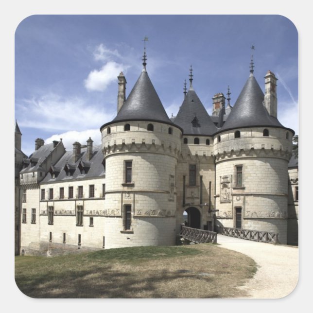 Pegatina Cuadrada Castillo de Chaumont-Sur-Loire. (Anverso)