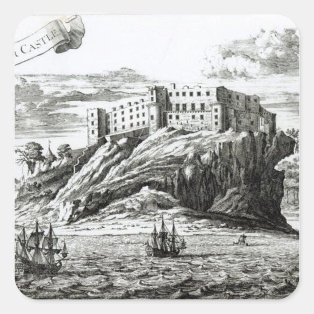Pegatina Cuadrada Castillo de Dunnottar (Anverso)