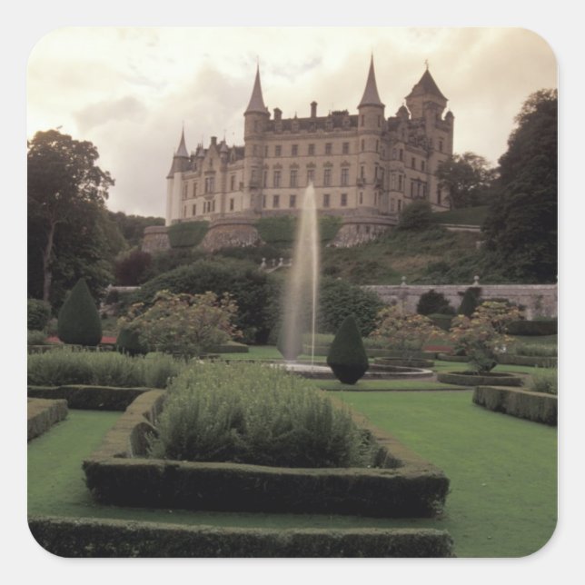 Pegatina Cuadrada Castillo de Dunrobin, Escocia (Anverso)