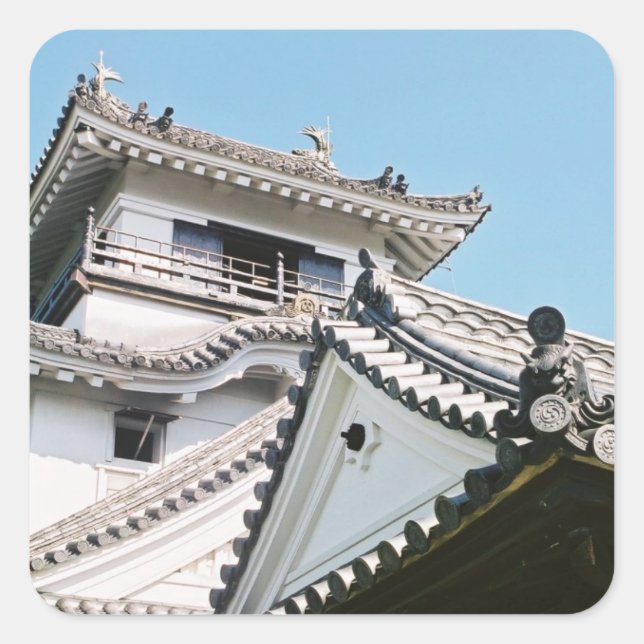 Pegatina Cuadrada Castillo de Kochi: Japón (Anverso)