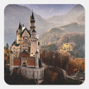 Pegatina Cuadrada Castillo de Neuschwanstein Alemania