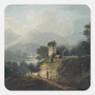 Pegatina Cuadrada Castillo de Ross, Killarney, condado Kerry