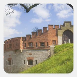 Pegatina Cuadrada Castillo de Wawel, Cracovia, Polonia