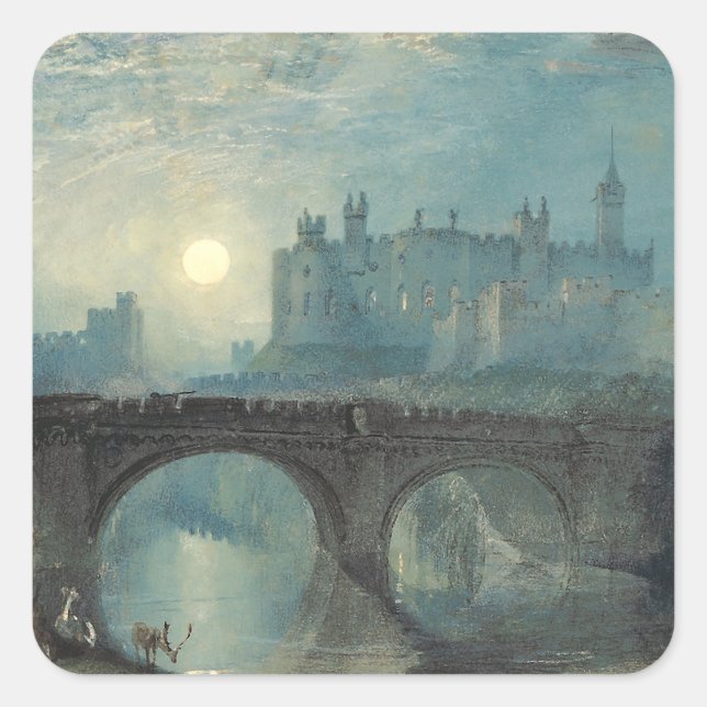 Pegatina Cuadrada Castillo de William Turner Alnwick (Anverso)