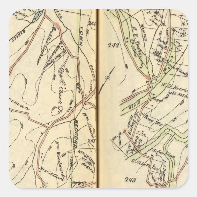 Pegatina Cuadrada Castillo del Norte, Nueva York (Anverso)