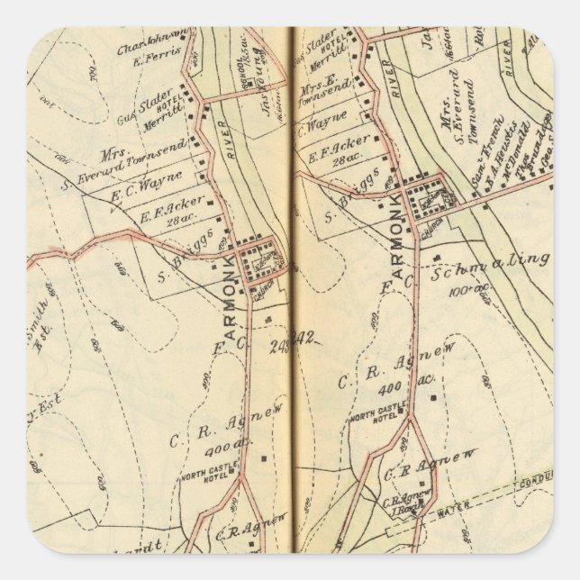 Pegatina Cuadrada Castillo del Norte, Nueva York 2 (Anverso)