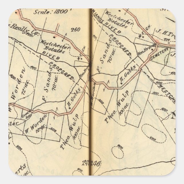 Pegatina Cuadrada Castillo del Norte, Nueva York 2 (Anverso)