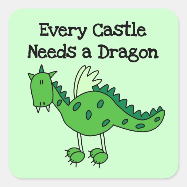Pegatina Cuadrada Castillo Dragón (Anverso)