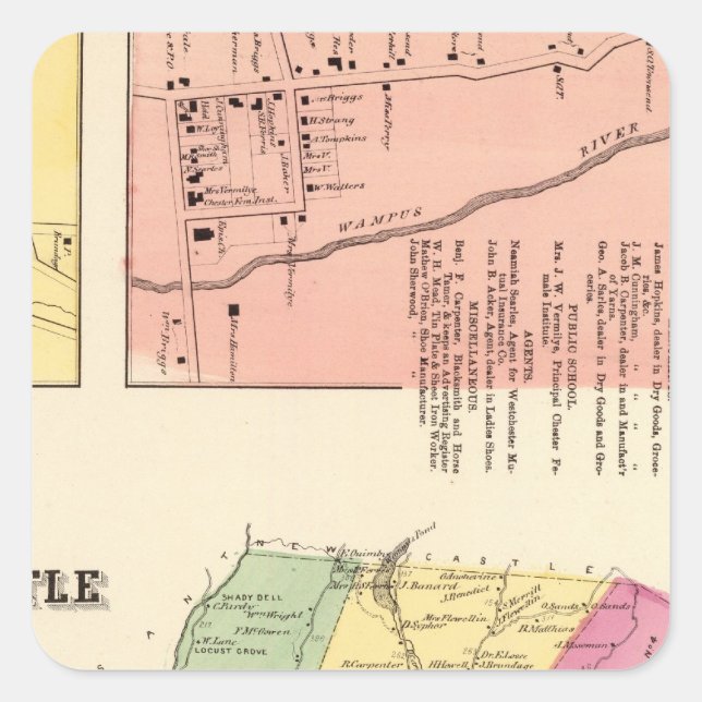 Pegatina Cuadrada Castillo N, pueblo (Anverso)