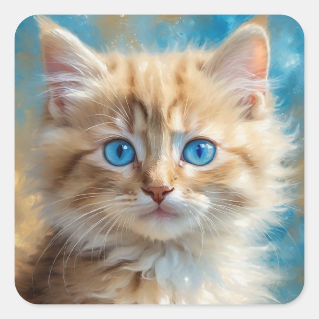 Pegatina Cuadrada Cat-37823 Adorable Cute (Anverso)