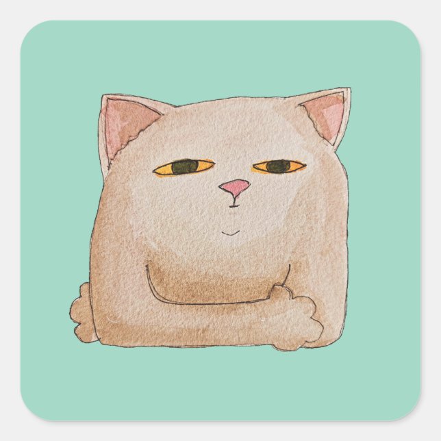 Pegatina Cuadrada Cat Control (Anverso)