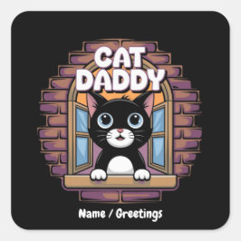 Pegatina Cuadrada Cat Daddy Extraordinaire El Mejor Papá Gato De La 