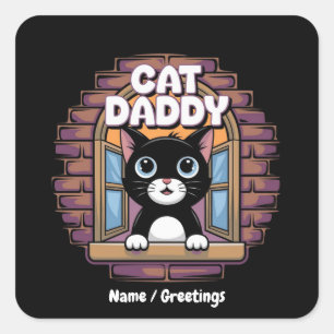 Pegatina Cuadrada Cat Daddy Extraordinaire El Mejor Papá Gato De La
