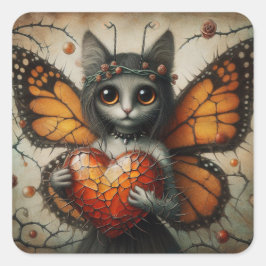 Pegatina Cuadrada Cat Fairy