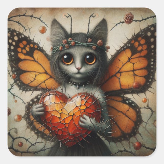 Pegatina Cuadrada Cat Fairy (Anverso)