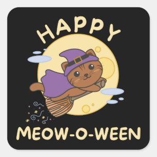 Pegatina Cuadrada Cat Happy Halloween Happy Meow-o-ween Square Stick