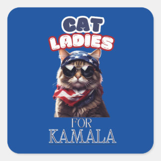 Pegatina Cuadrada Cat Ladies Para Kamala USA