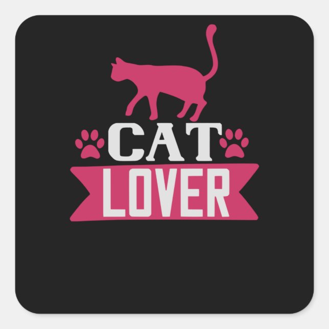 Pegatina Cuadrada Cat Lover (Anverso)