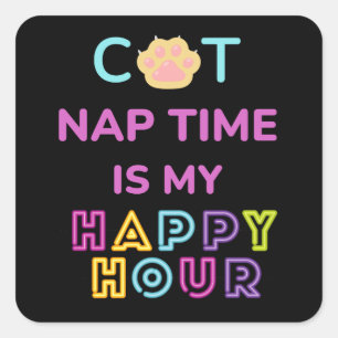 Pegatina Cuadrada CAT NAp TIME