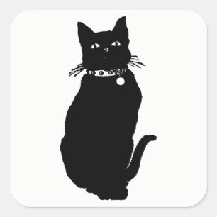 Pegatina Cuadrada Cat Silhouette