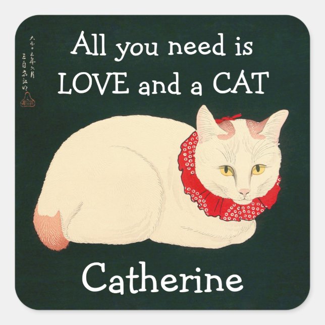 Pegatina Cuadrada Cat Tama (Anverso)