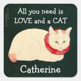 Pegatina Cuadrada Cat Tama