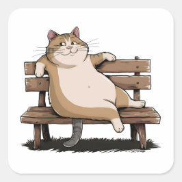 Pegatina Cuadrada Cat The Bench Sitter