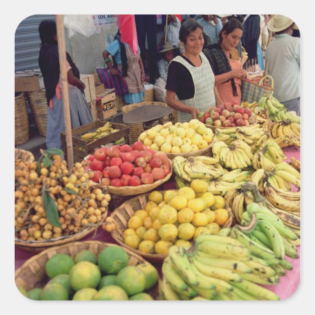 Pegatina Cuadrada Catálogo de frutas y verduras (Anverso)