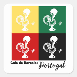 Pegatina Cuadrada Catálogo portugués de Barcelos colorido