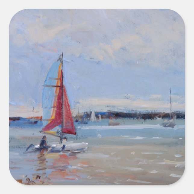 Pegatina Cuadrada Catamaran Brittany (Anverso)