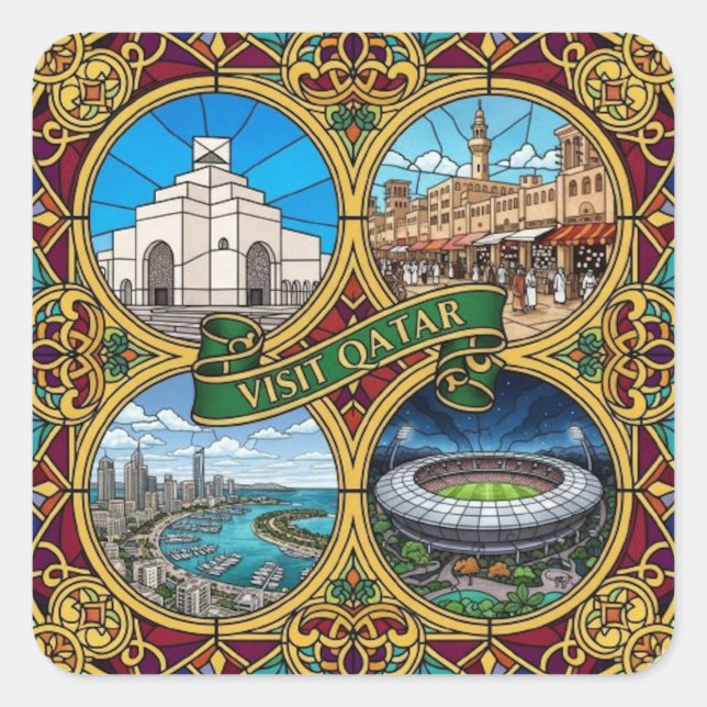 PEGATINA CUADRADA CATAR (Anverso)