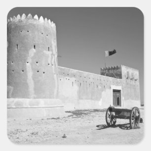 Pegatina Cuadrada Catar, Al Zubarah. Fuerte Al-Zubarah (c.1938) ahor