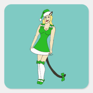 Pegatina Cuadrada Catarata de Navidades verdes