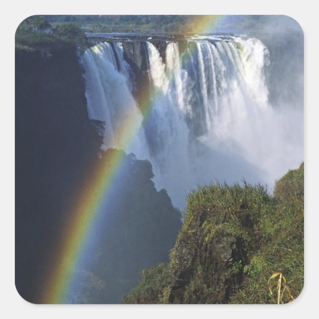 Pegatina Cuadrada Cataratas África, Zimbabue, Victoria (Anverso)