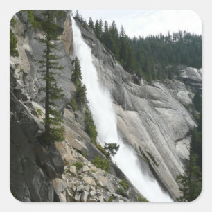 Pegatina Cuadrada Cataratas de Nevada en el Parque Nacional Yosemite