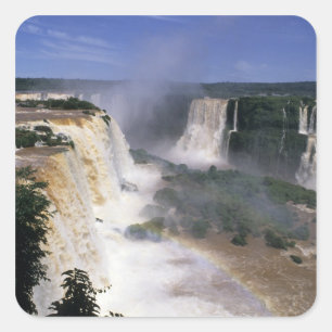 Pegatina Cuadrada Cataratas del Iguazú, Brasil
