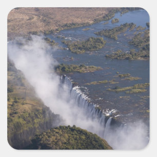 Pegatina Cuadrada Cataratas Victoria, río Zambesi, Zambia - Zimbabue