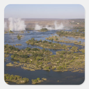 Pegatina Cuadrada Cataratas Victoria, río Zambesi, Zambia - Zimbabw