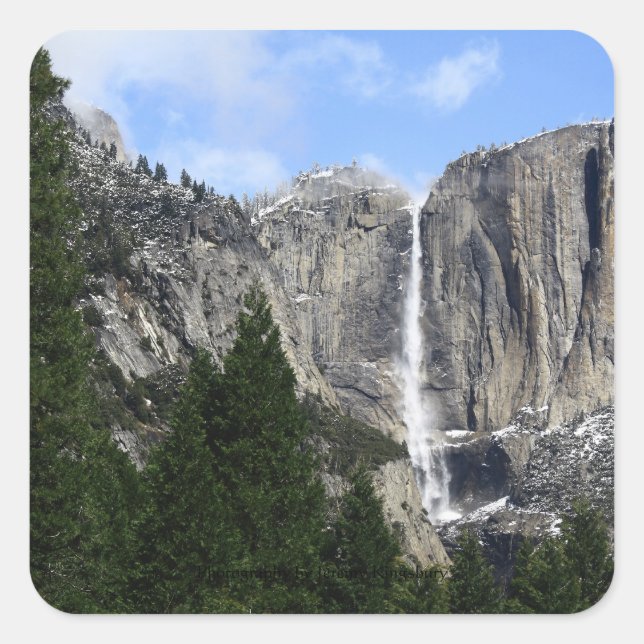 Pegatina Cuadrada Cataratas Yosemite (Anverso)