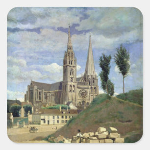 Pegatina Cuadrada Catedral de Chartres, 1830