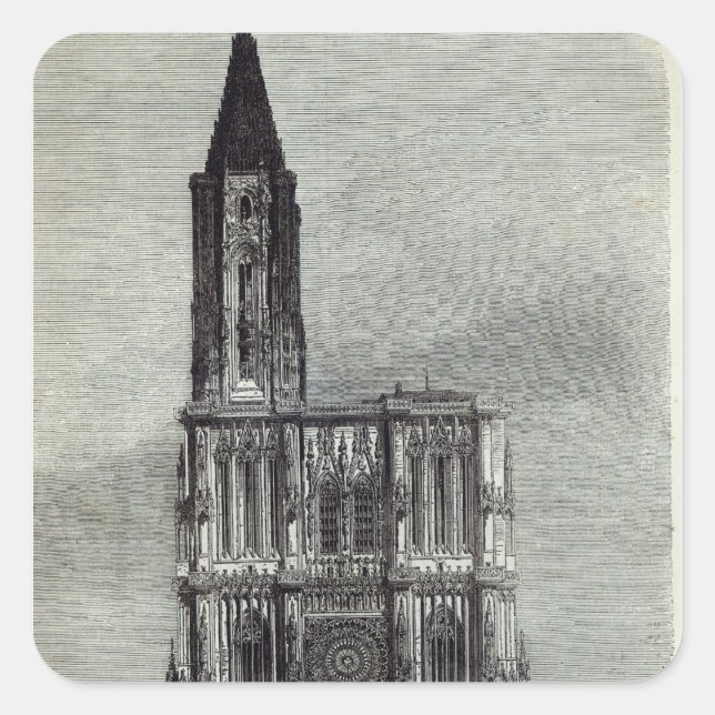 Pegatina Cuadrada Catedral de Estrasburgo (Anverso)