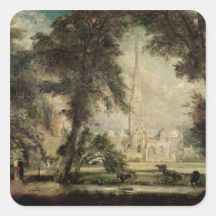 Pegatina Cuadrada Catedral de John Constable el   Salisbury del Bish